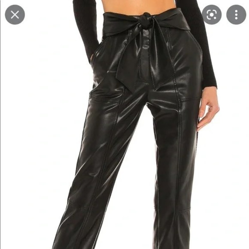 Young Fabulous & Broke nwt Black Faux Leather Belted High Rise Pants minimalist
